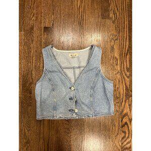 Madewell Vest Womens Size 10 Jean Denim Katrina Crop Cotton Hemp *